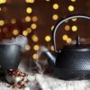 Close-up of Black Teapot